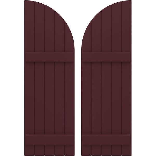 Ekena Millwork Americraft 5-Board (2 Batten) Wood Joined Board-n-Batten Shutters w/ Arch Top, ARW101BQ518X77WRH, PR ARW101BQ518X77WRH - main